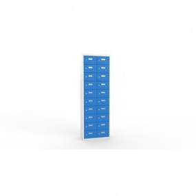 Svařovaná skříň na osobní věci Ron I, 20 boxů, cylindrický zámek, šedá/světle modrá