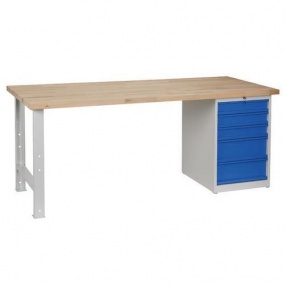 Dílenský stůl Weld s 5 zásuvkami, 84 x 200 x 80 cm, šedý