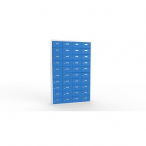 Svařovaná skříň na osobní věci Ron I, 40 boxů, cylindrický zámek, šedá/světle modrá