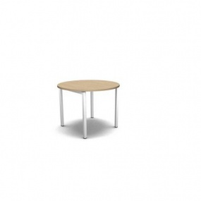 Jednací stůl kulatý MOON, 100 x 74 cm, bělený dub/bílá
