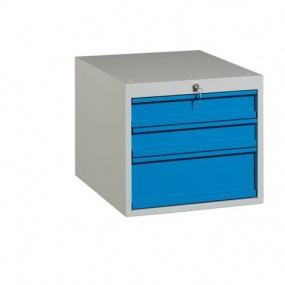 Závěsný kontejner, 47 x 51 x 59, 3 zásuvky, šedý/modrý