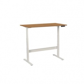 Výškově nastavitelný kancelářský stůl Manutan, 140 x 80 x 62,5 - 127,5 cm, rovné provedení, ABS 2 mm, ořech