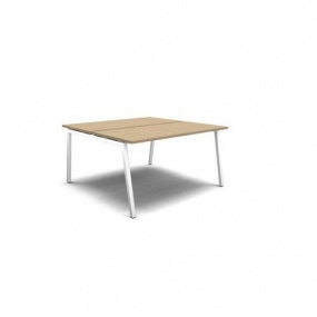 Sdružený kancelářský stůl MOON A, 140 x 164 x 74 cm, rovné provedení, bělený dub/bílá