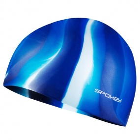 Spokey ABSTRACT-Plavecká čepice silikonová modro-bílé pruhy