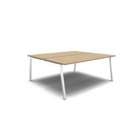 Sdružený kancelářský stůl MOON A, 180 x 164 x 74 cm, rovné provedení, bělený dub/bílá