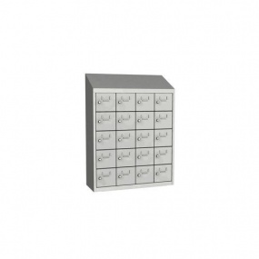 Svařovaná skříň na osobní věci Olaf, 20 boxů, otočný uzávěr, šedá/šedá