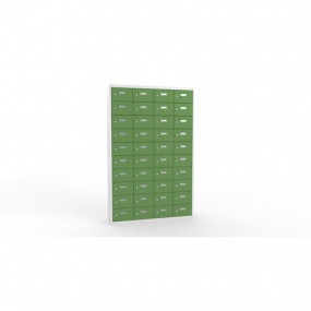Svařovaná skříň na osobní věci Ron I, 40 boxů, cylindrický zámek, šedá/zelená