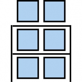 Paletový regál Cell, základní, 273,6 x 180 x 90 cm, 6 000 kg, 2 patra, modrý
